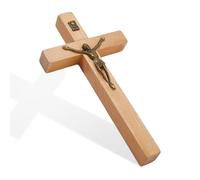 DICOSMETIC Piccola croce da parete in legno, 15,1 x 8 x 2,2 cm, crocifisso di San Benedetto, crocifisso cattolico in lega, per parete, regalo religioso di Natale, Pasqua, decorazione per casa e