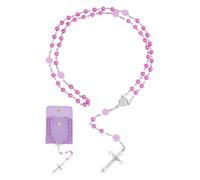 DICOSMETIC Rosa Blu Rosso Viola Rosario Collana Perline Rosario Collane Lega Gesù Croce Rose Ghirlanda Collana Per Le Donne Uomini Con 1 Pezzo Pelle PU Gioielli Borse d'Imballaggio, Lega+resina