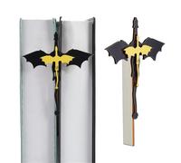 DICOSMETIC Set di 2 librerie in legno con drago nero e decorazioni in legno Buchnook accessori 9,9 x 8,5 cm cool quarta ali ali merch fantasy drago fermalibri per gli amanti dei libri