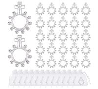 DICOSMETIC Set di 40 anelli per rosario per dita all'ingrosso con 40 sacchetti in organza, piccolo anello di preghiera cattolico, regalo per il battesimo per uomini e donne, regalo per feste per baby