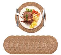 DICOSMETIC Set di 8 tovagliette rotonde intrecciate, 30 cm, in erba marina naturale, stile boho, rustiche, per tavolo da pranzo, decorazione cioccolato