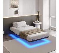 DICTAC Letto 90x200cm con illuminazione LED Struttura Letto a Piattaforma in Metallo con Luce Led e Contenitore Sotto il Letto,Telaio Letto in metallo 90x200 con Rete a Doghe,Facile da Montare,Nero