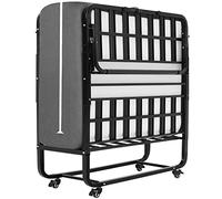 DICTAC Letto Pieghevole Singolo con Materasso 90x200 cm Brandine Letto Pieghevole per Adulti con 13 cm Materasso Memory Foam,Metallo letto richiudibile con Ruote,Fino a 200 kg,nero