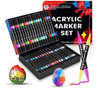 Dictien 36 Colori Pennarelli Acrilici Doppia Punta Set di Pennarelli a Punta