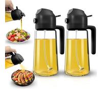 Dictien Spruzzatore per olio 2 in 1,Spruzzo di Olio per Friggitrice ad Aria Calda 470ml,Spray Olio Per Friggitrice ad Aria, Erogatore di Olio Della Bottiglia da Cucina per Cucina (Nero + Nero)