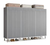 Dictstarst Armadio In Tessuto Richiudibile - Armadio Salvaspazio Veloce Da Montare, Mobile Per Camera Da Letto Con Strisce Grigie, Adatto Come Armadio Da Campeggio, Garage O Per Casa In Affitto