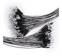 DiCUNO 100pcs diodi LED bianco freddo da 5 mm con cavo da 24-25 cm (240-250 mm), luce precablata a LED 12V, con resistenza da 550Ω