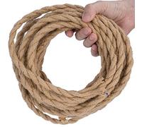 DiCUNO 20 Metri di cavo tessile in lino vintage, Cavo elettrico in tessuto flessibile a 2 conduttori da 0,75 mm² retrò, Corda intrecciata industriale per appendere e progetto fai-da-te