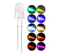 DiCUNO 200PCS 2PIN LED luce che emettono diodi lampada testa rotonda resistore assortiti kit (10 colori x pezzi), 3 mm