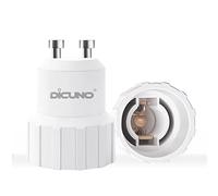 DiCUNO Adattatore da GU10 a E14, convertitore da GU10 a E14 per lampade LED/incandescenti/alogene/CFL, 60W, 250V, resistenza termica massima 125℃°, 2 pezzi