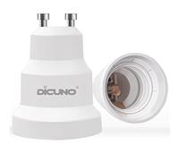 DiCUNO Adattatore da GU10 a E27, convertitore da GU10 a E27 per lampade LED/incandescenti/alogene/CFL, 60W, 250V, resistenza termica massima 125℃°, 2 pezzi