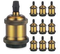 DiCUNO E27 Vintage Portalampada, Edison retro lampada a sospensione, Adattatore in ceramica solida, 10 Pezzi di ottone vintage socket