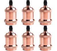DiCUNO E27 Vintage Portalampada, Edison retro lampada a sospensione, Adattatore in ceramica solida, 6 Pezzi di oro rosa socket