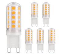 DiCUNO Lampadina LED G9 3W, 410lm, Equivalente 30W alogeno, Bianco caldo 2700K, 220-240V, CRI 85, NON dimmerabile, Risparmio energetico, Base in ceramica, Base standard G9, 6 Pezzi