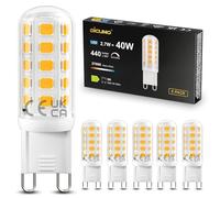 DiCUNO Lampadina LED G9 Dimmerabile 2.7W, Equivalente a 40W Alogena, Bianco Caldo 2700K, 440 Lumen, Base in Ceramica, 230V, Attacco G9 LED per Soggiorno Cucina Camera, 6 Pezzi