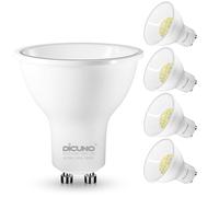 DiCUNO Lampadina LED GU10 4.5W, Classe B di efficienza energetica, 60W equivalenti, 710lm, Bianco freddo 5000K, Faretto LED GU10 non dimmerabile, fascio largo 110°, 4 Pezzi