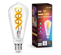DiCUNO Lampadine Edison Wi-Fi E27, Compatibile con Alexa e Google Home, Lampadina vintage Wi-Fi LED, ST64 5W Multicolore 2700K-6500K RGBCW, 450LM, Nessun Hub Richiesto, 1 Pezzo