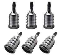 DiCUNO Portalampada vintage E27, Portalampada retrò in alluminio&ceramica, Sospensione Edison retrò per il fai da te, Attacco a torre nero perlato, 6 pezzi