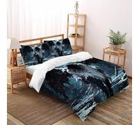 DICVXOR Ali nere Aureola Set Di Biancheria Da Letto 3 Pezzi Con Stampa 3D Gothic Themes Copripiumino Con 2 Federe Con Federe in Microfibra Ultra Morbida Double（200x200cm）