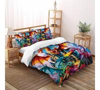 DICVXOR Castillo del Dragón Set Di Biancheria Da Letto 3 Pezzi Con Stampa 3D Animal Theme Wildlife Copripiumino Con 2 Federe in Microfibra Morbida E Leggera Double(200x200cm)