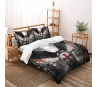 DICVXST 3D Angel of War Set Di Biancheria Uomini 3 Pezzi Decorazione Per Camera Da Letto 2 Federe Cuscino Doppio Con Chiusura A Cerniera Double(200x200cm)