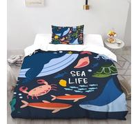 DICVXST 3D Ciao Ocean Banner Set Di Biancheria Uomini Set Da 2 Pezzi Morbido E Accogliente 1 Federe Cuscino Doppio Con Chiusura A Cerniera Single(135x200cm)