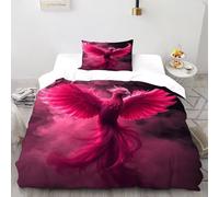 DICVXST 3D Fenice rosa Rising Set Di Biancheria Da Letto Ragazzi 2 Pezzi Microfibra 1 Federe Cuscino Doppio Con Chiusura A Cerniera Single(135x200cm)