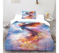 DICVXST 3D Fiery Phoenix Rising Set Di Biancheria Da Letto Ragazzi 2 Pezzi in Microfibra 1 Federe Cuscino Doppio Con Chiusura A Cerniera Single(135x200cm)