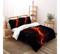 DICVXST 3D fissura lava Set Di Biancheria Ragazzi 3 Pezzi Decorazione Per Camera Da Letto 2 Federe Cuscino Doppio Con Chiusura A Cerniera Double(200x200cm)