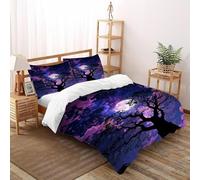 DICVXST 3D Full Moon Bare Tree Set Biancheria Da Letto Set Copripiumino Adulti Set Da 3 Pezzi 2 Federe Cuscino Doppio Con Chiusura A Cerniera King（220x240cm）