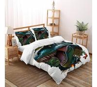 DICVXST 3D Giungla T-Rex Breakout Set Di Biancheria Da Letto Ragazzi 3 Pezzi Microfibra 2 Federe Cuscino Doppio Con Chiusura A Cerniera Double（200x200cm）