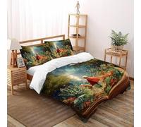 DICVXST 3D Il giardino del libro magico Set Di Biancheria Da Letto Ragazzi Set Da 3 Pezzi Morbido E Accogliente 2 Federe Cuscino Doppio Con Chiusura A Cerniera Double（200x200cm）