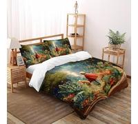DICVXST 3D Il giardino del libro magico Set Di Biancheria Ragazzi 3 Pezzi Morbido E Accogliente 2 Federe Cuscino Doppio Con Chiusura A Cerniera Super King（260x220cm）