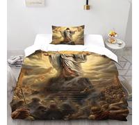 DICVXST 3D Il Sermone Set Di Biancheria Ragazzi 2 Pezzi Decorazione Per Camera Da Letto 1 Federe Cuscino Doppio Con Chiusura A Cerniera Single(135x200cm)