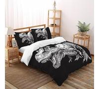 DICVXST 3D Il T-Rex Roar Set Di Biancheria Da Letto Ragazzi Set Da 3 Pezzi Morbido E Accogliente 2 Federe Cuscino Doppio Con Chiusura A Cerniera Double（200x200cm）
