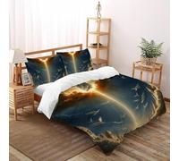 DICVXST 3D La seconda venuta Set Biancheria Da Letto Set Copripiumino Adulti 3 Pezzi Microfibra 2 Federe Cuscino Doppio Con Chiusura A Cerniera Double(200x200cm)