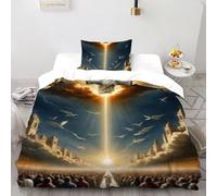 DICVXST 3D La seconda venuta Set Di Biancheria Bambini 2 Pezzi Morbido E Accogliente 1 Federe Cuscino Doppio Con Chiusura A Cerniera Single(135x200cm)