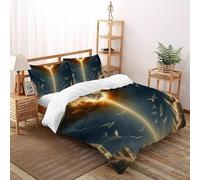DICVXST 3D La seconda venuta Set Di Biancheria Ragazzi 3 Pezzi Decorazione Per Camera Da Letto 2 Federe Cuscino Doppio Con Chiusura A Cerniera King(220x240cm)