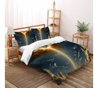 DICVXST 3D La seconda venuta Set Di Biancheria Ragazzi 3 Pezzi Morbido E Accogliente 2 Federe Cuscino Doppio Con Chiusura A Cerniera Super King(260x220cm)