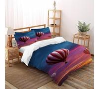 DICVXST 3D Palloni ad aria calda al tramonto Set Di Biancheria Da Letto Bambini Set Da 3 Pezzi in Microfibra 2 Federe Cuscino Doppio Con Chiusura A Cerniera Super King(260x220cm)