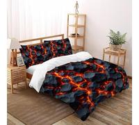 DICVXST 3D parete roccia lava Set Di Biancheria Da Letto Ragazzi 3 Pezzi in Microfibra 2 Federe Cuscino Doppio Con Chiusura A Cerniera Double(200x200cm)