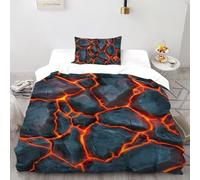 DICVXST 3D pietra lava Set Biancheria Da Letto Set Copripiumino Bambini 2 Pezzi Microfibra 1 Federe Cuscino Doppio Con Chiusura A Cerniera Single(135x200cm)