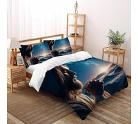 DICVXST 3D Preghiera Montagna Set Di Biancheria Uomini 3 Pezzi Decorazione Per Camera Da Letto 2 Federe Cuscino Doppio Con Chiusura A Cerniera King(220x240cm)