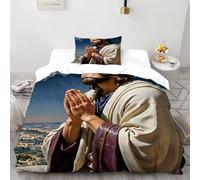DICVXST 3D Preghiera notturna Set Di Biancheria Da Letto Ragazzi Set Da 2 Pezzi Microfibra 1 Federe Cuscino Doppio Con Chiusura A Cerniera Single(135x200cm)