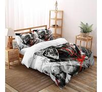 DICVXST 3D rabbia spartana Set Biancheria Da Letto Set Copripiumino Bambini Set Da 3 Pezzi 2 Federe Cuscino Doppio Con Chiusura A Cerniera Double(200x200cm)