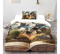 DICVXST 3D Storia della montagna Set Di Biancheria Da Letto Adulti Set Da 2 Pezzi Microfibra 1 Federe Cuscino Doppio Con Chiusura A Cerniera Single(135x200cm)