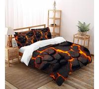 DICVXST 3D Terra Lava Set Di Biancheria Da Letto Adulti 3 Pezzi Morbido E Accogliente 2 Federe Cuscino Doppio Con Chiusura A Cerniera King(220x240cm)