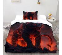DICVXST 3D Tigre della Fiamma Set Di Biancheria Ragazzi Set Da 2 Pezzi Morbido E Accogliente 1 Federe Cuscino Doppio Con Chiusura A Cerniera Single(135x200cm)