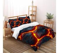 DICVXST 3D vene della lava Set Biancheria Da Letto Set Copripiumino Bambini Set Da 3 Pezzi 2 Federe Cuscino Doppio Con Chiusura A Cerniera Double(200x200cm)