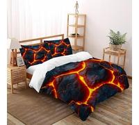 DICVXST 3D vene della lava Set Di Biancheria Uomini Set Da 3 Pezzi Morbido E Accogliente 2 Federe Cuscino Doppio Con Chiusura A Cerniera Super King(260x220cm)